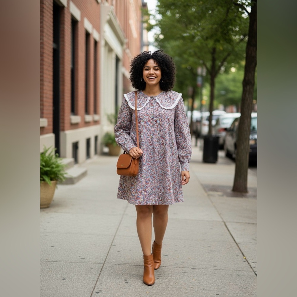 Anthropologie Floral Maxi Dress with White Collar